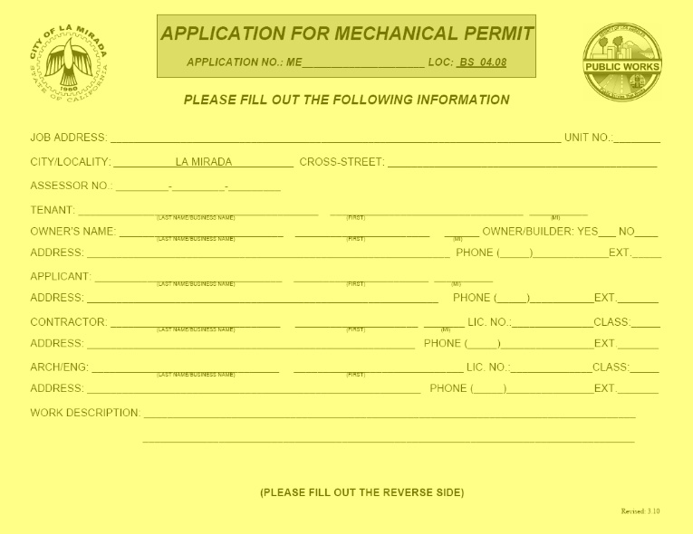 Mechanical (HVAC) Permit Application